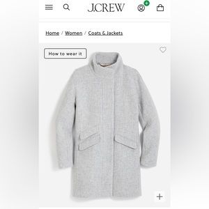 J.CREW Wool Blend Cocoon Coat in Heather Dusk Grey